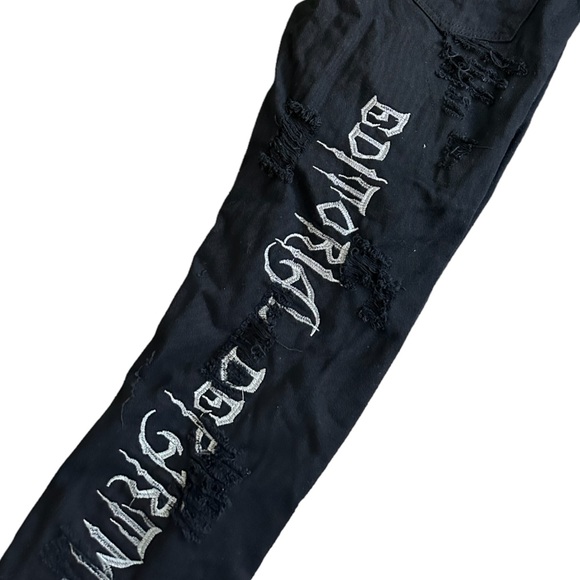 Men’s Ripped Jeans, Embroidered, Relaxed - Picture 5 of 6